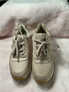 Michael Kors Blush Pink Lace-Up Sneakers with Gold Accent B14